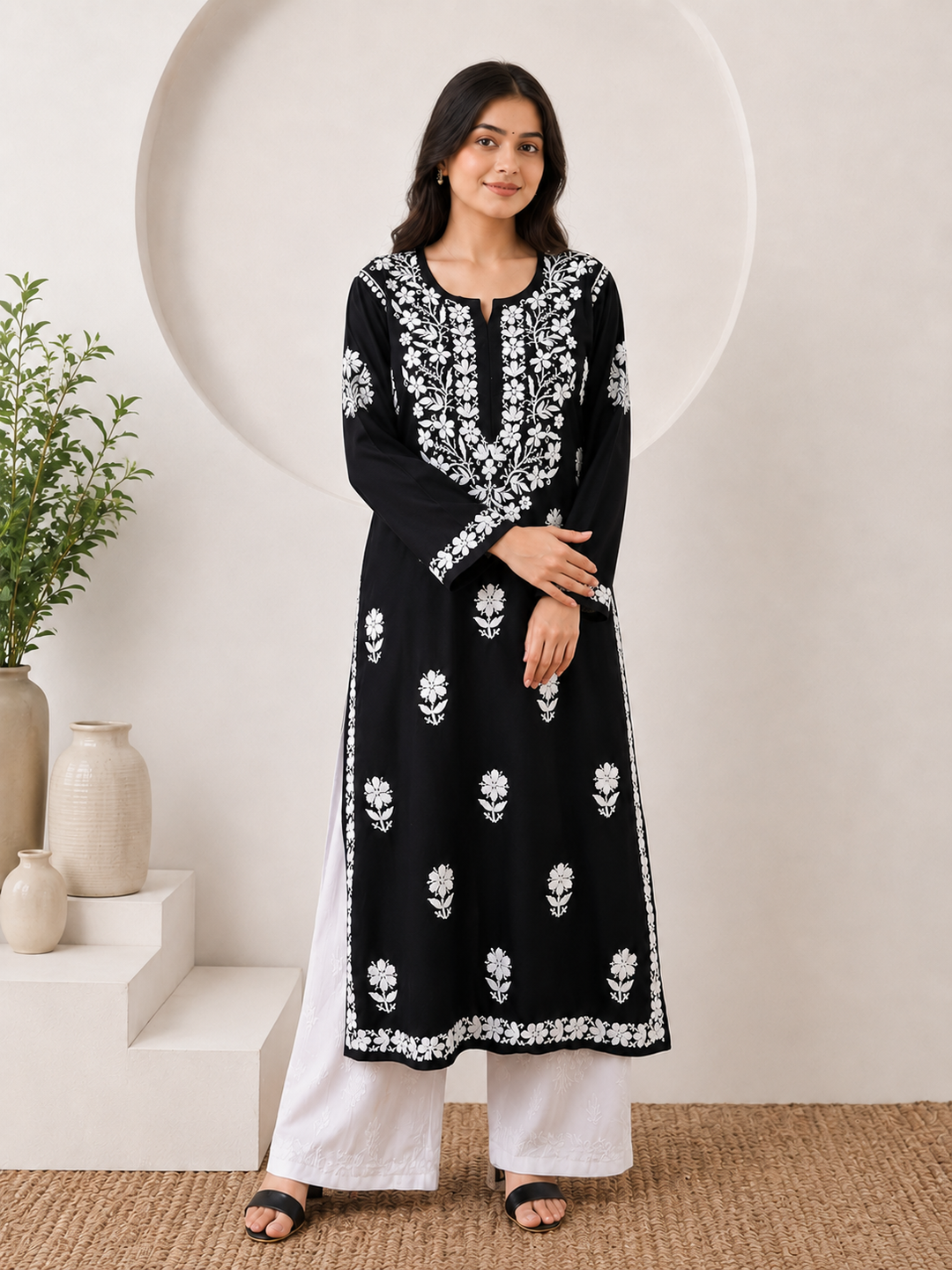 Anam Chikankari Rayon Straight Kurta