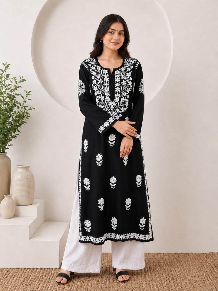 Anam Chikankari Rayon Straight Kurta