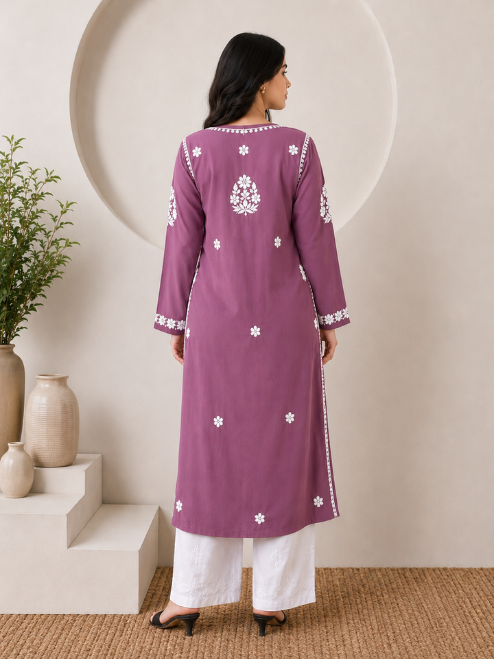 Anam Chikankari Rayon Straight Kurta
