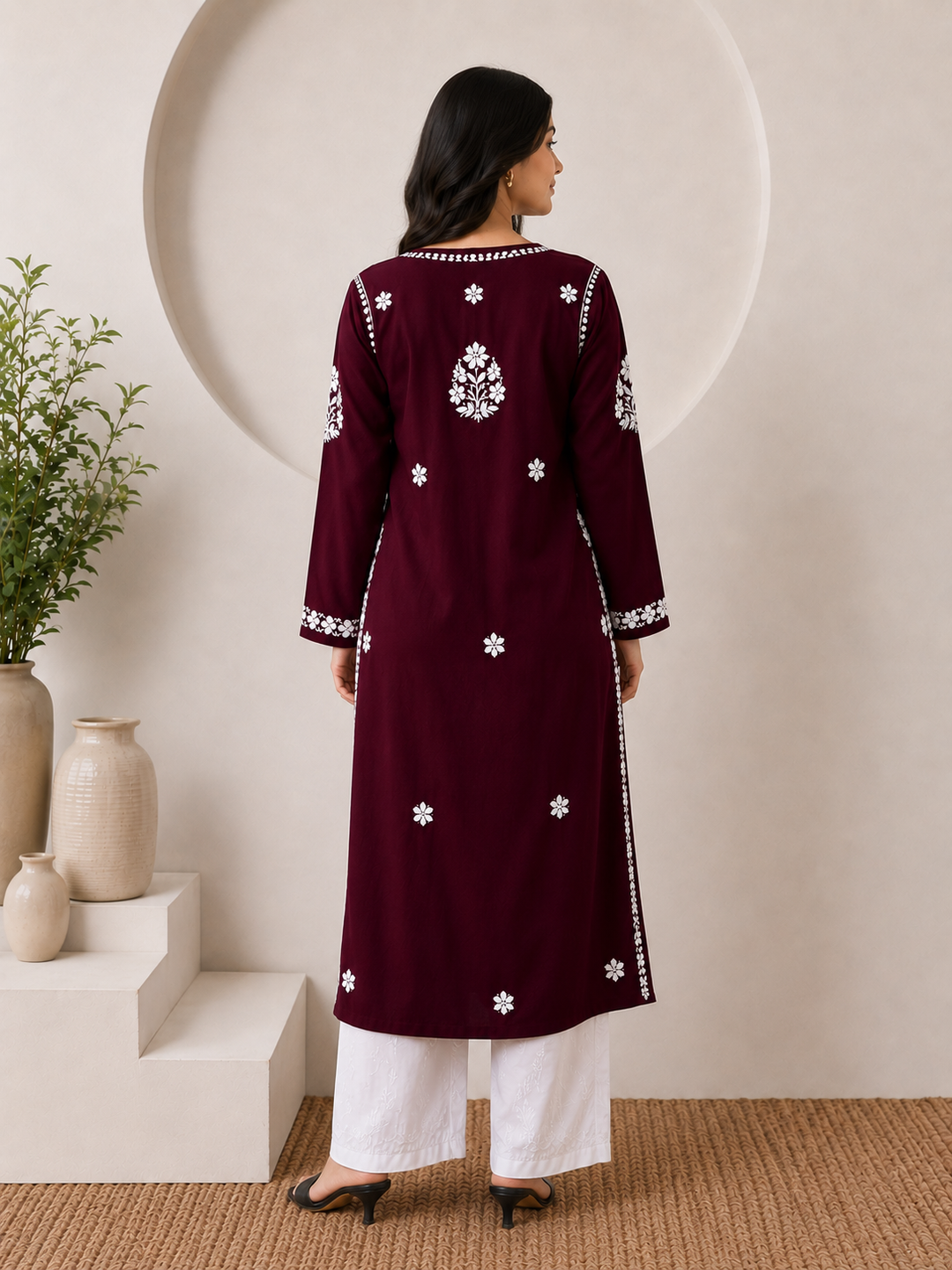 Anam Chikankari Rayon Straight Kurta
