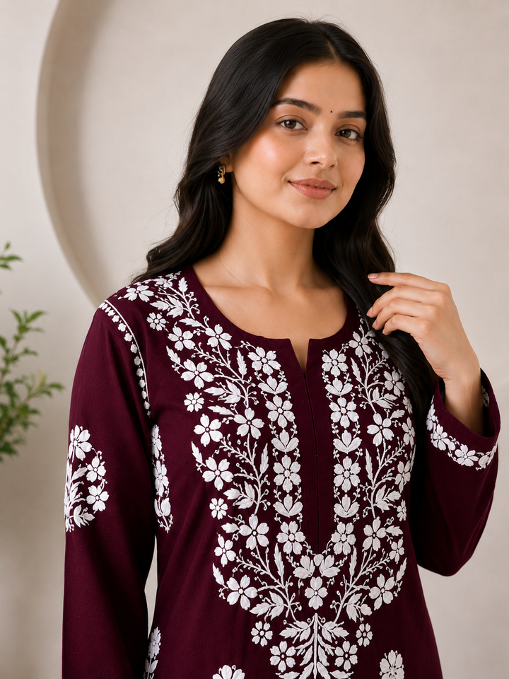 Anam Chikankari Rayon Straight Kurta