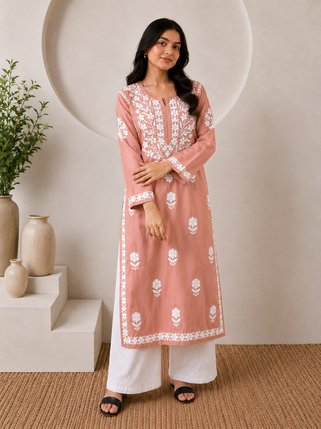 Anam Chikankari Rayon Straight Kurta
