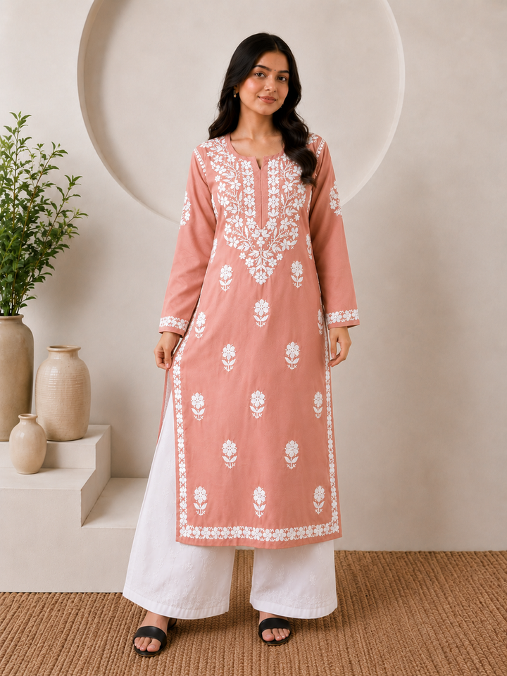 Anam Chikankari Rayon Straight Kurta