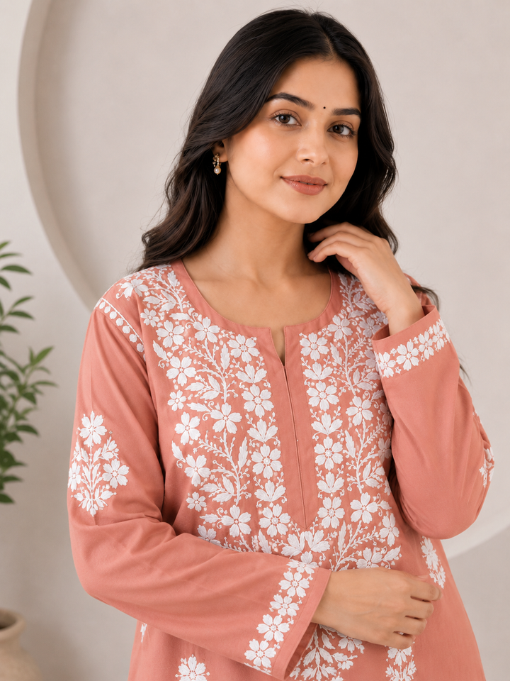 Anam Chikankari Rayon Straight Kurta