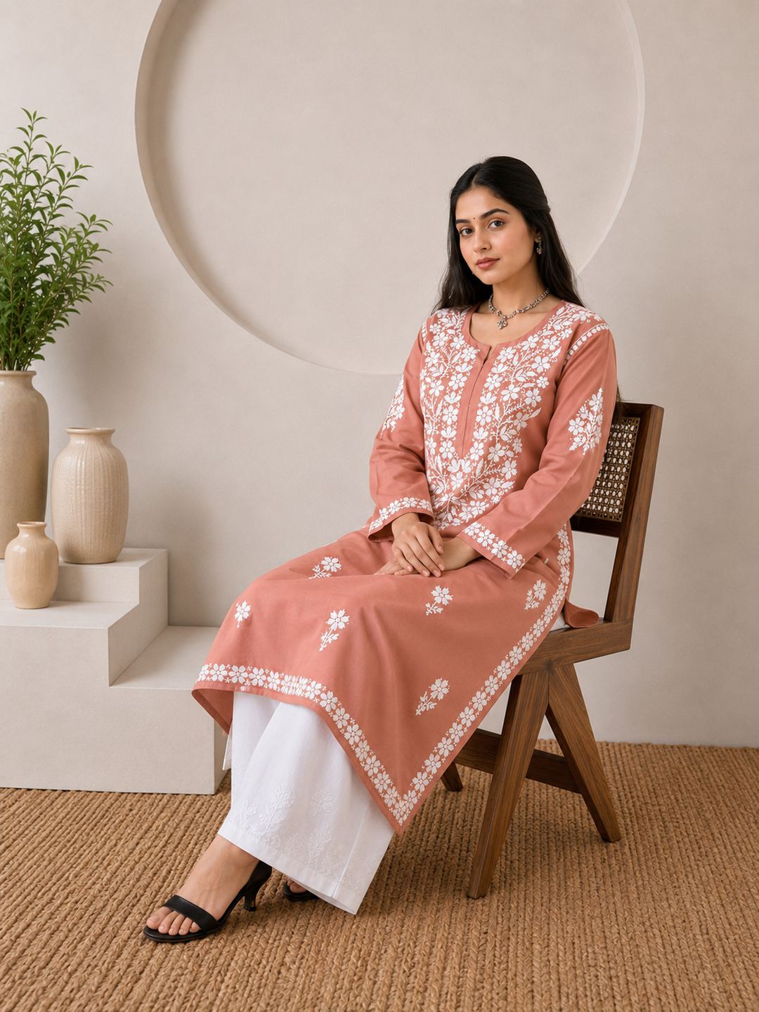 Anam Chikankari Rayon Straight Kurta