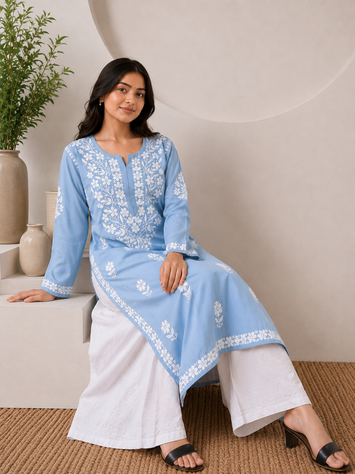 Anam Chikankari Rayon Straight Kurta