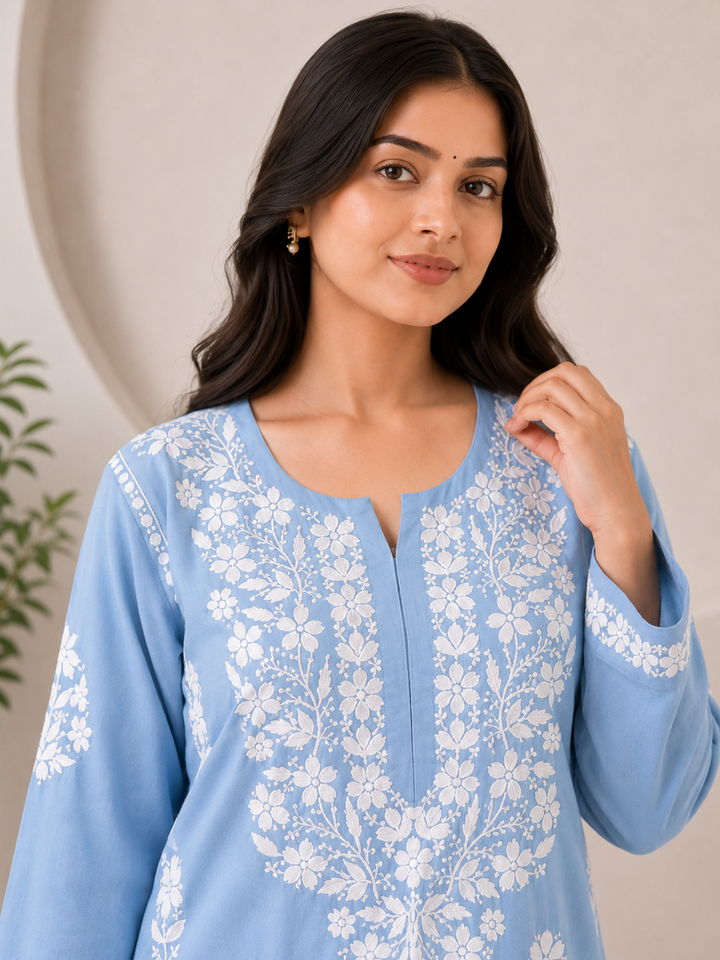 Anam Chikankari Rayon Straight Kurta
