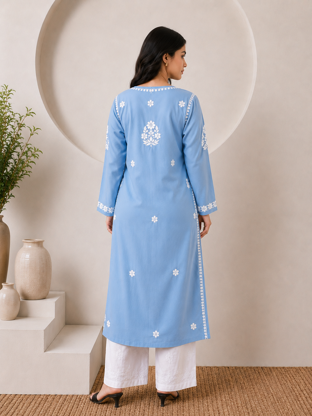 Anam Chikankari Rayon Straight Kurta