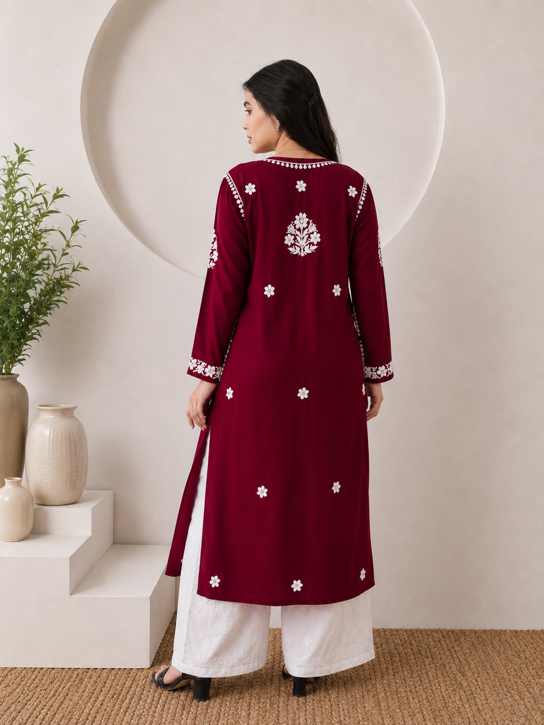 Anam Chikankari Rayon Straight Kurta
