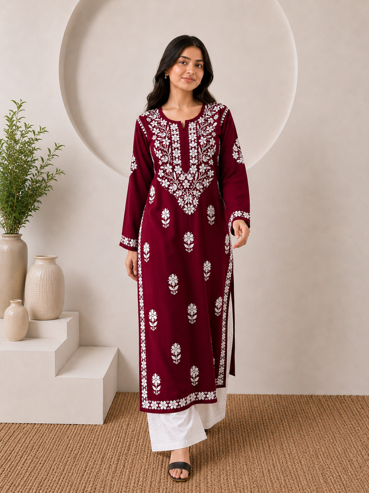 Anam Chikankari Rayon Straight Kurta