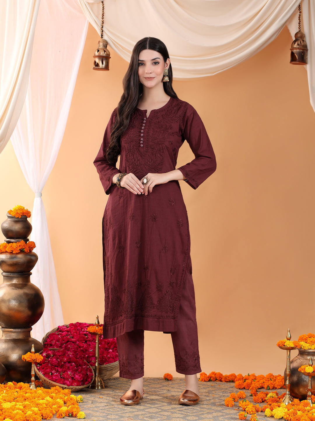 Ananya Chikankari Kurta Pant Cotton Co-ord Set