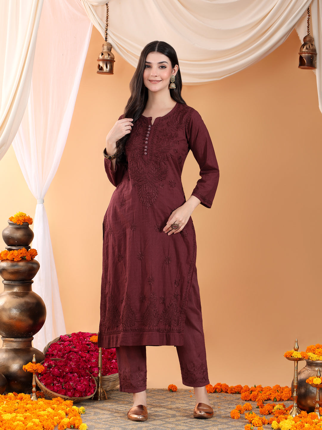 Ananya Chikankari Kurta Pant Cotton Co-ord Set