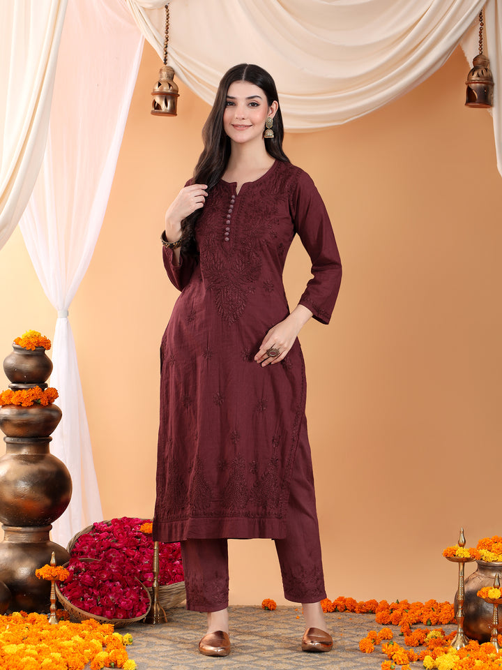 Ananya Chikankari Kurta Pant Cotton Co-ord Set