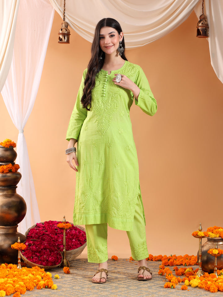 Ananya Chikankari Kurta Pant Cotton Co-ord Set