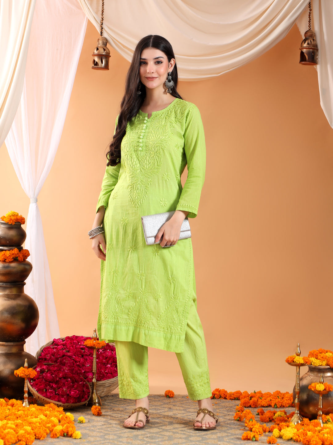 Ananya Chikankari Kurta Pant Cotton Co-ord Set