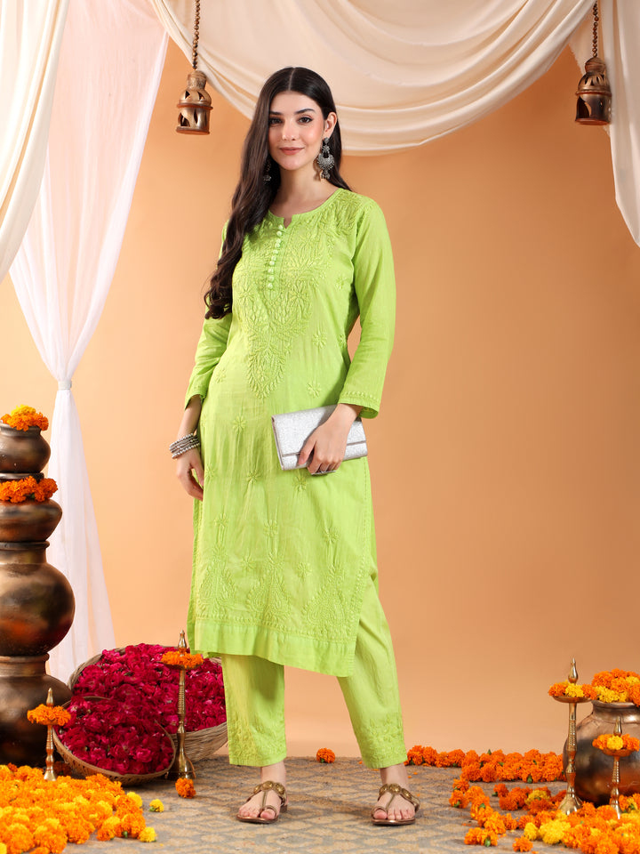 Ananya Chikankari Kurta Pant Cotton Co-ord Set
