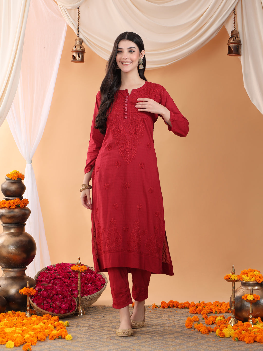 Ananya Chikankari Kurta Pant Cotton Co-ord Set