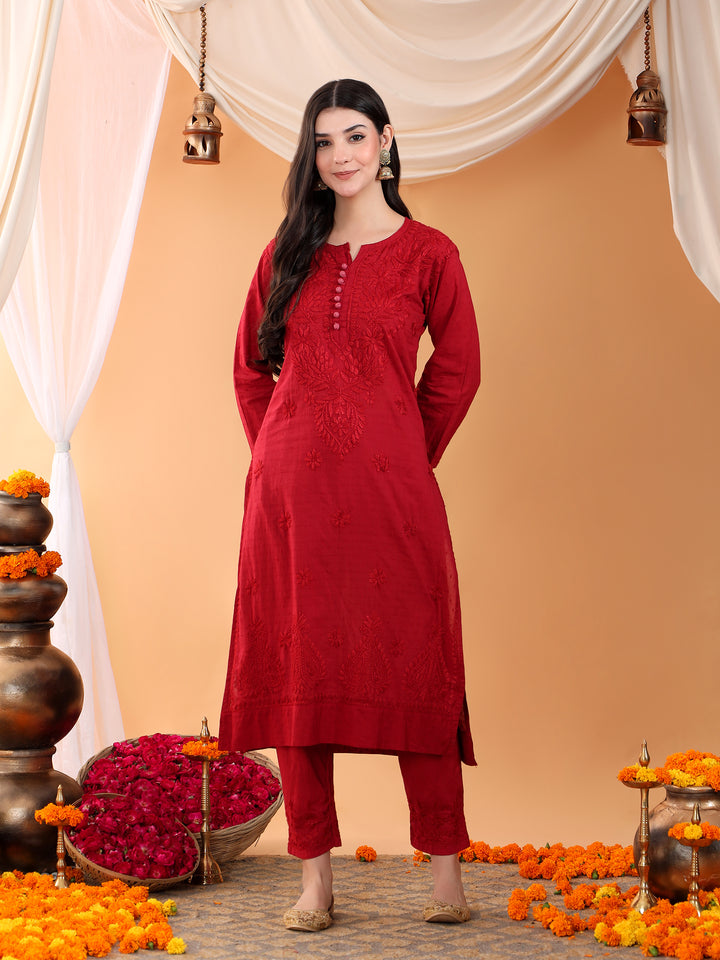 Ananya Chikankari Kurta Pant Cotton Co-ord Set