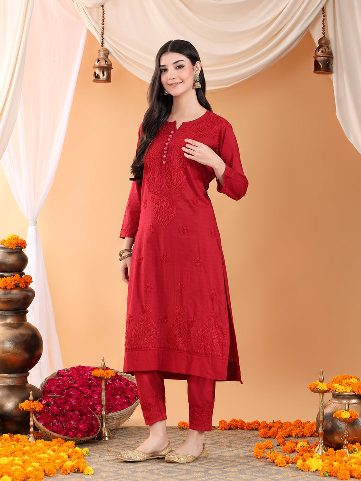 Ananya Chikankari Kurta Pant Cotton Co-ord Set