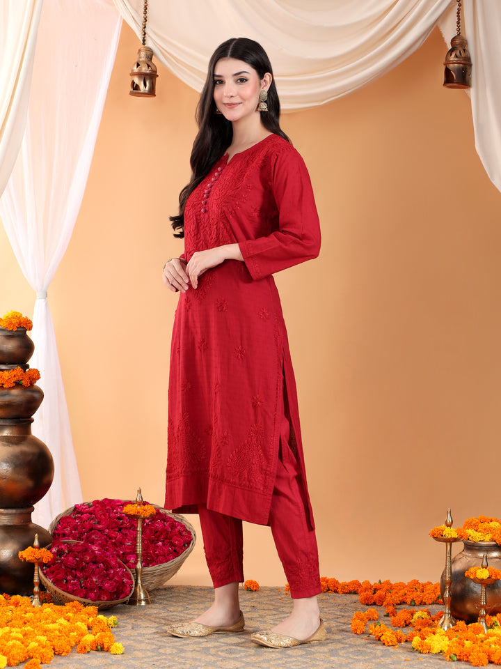 Ananya Chikankari Kurta Pant Cotton Co-ord Set