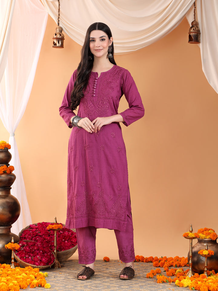 Ananya Chikankari Kurta Pant Cotton Co-ord Set