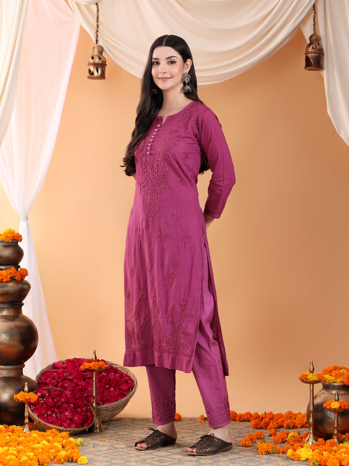 Ananya Chikankari Kurta Pant Cotton Co-ord Set