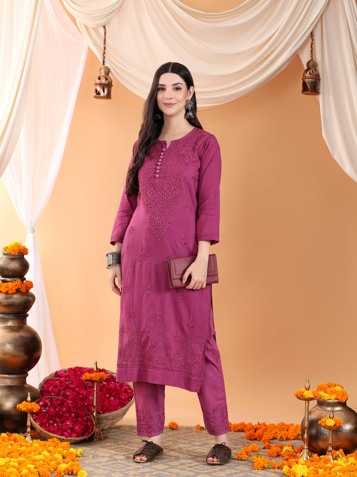 Ananya Chikankari Kurta Pant Cotton Co-ord Set