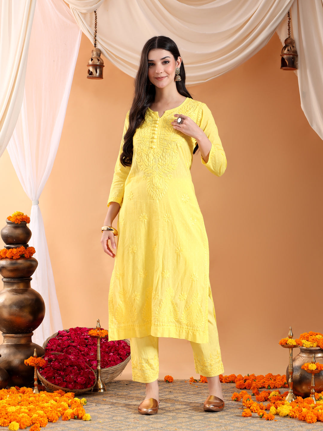 Ananya Chikankari Kurta Pant Cotton Co-ord Set