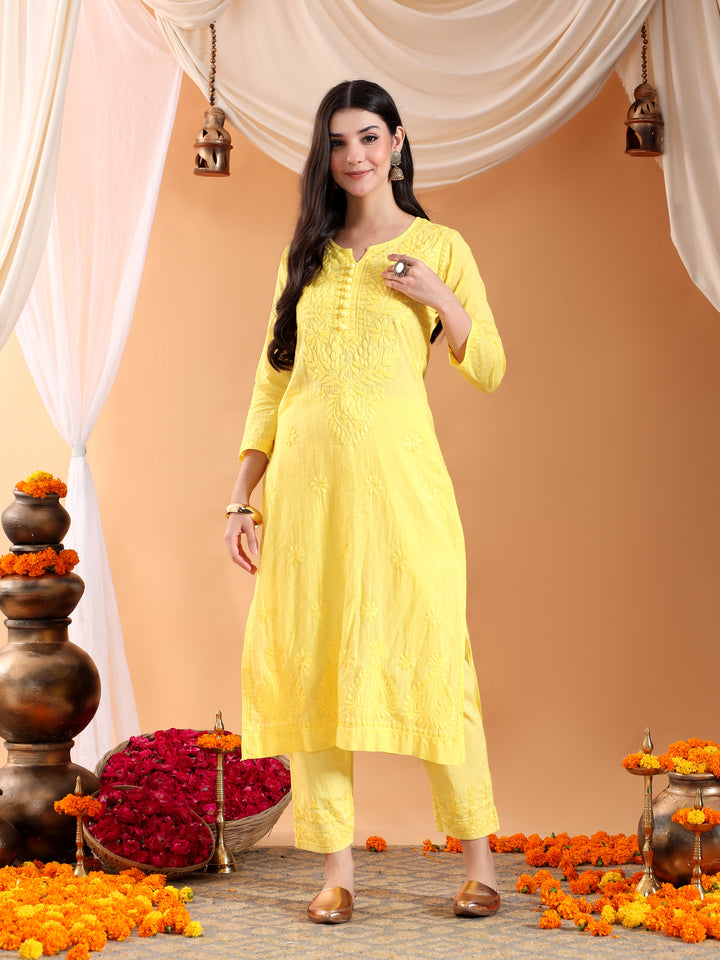 Ananya Chikankari Kurta Pant Cotton Co-ord Set