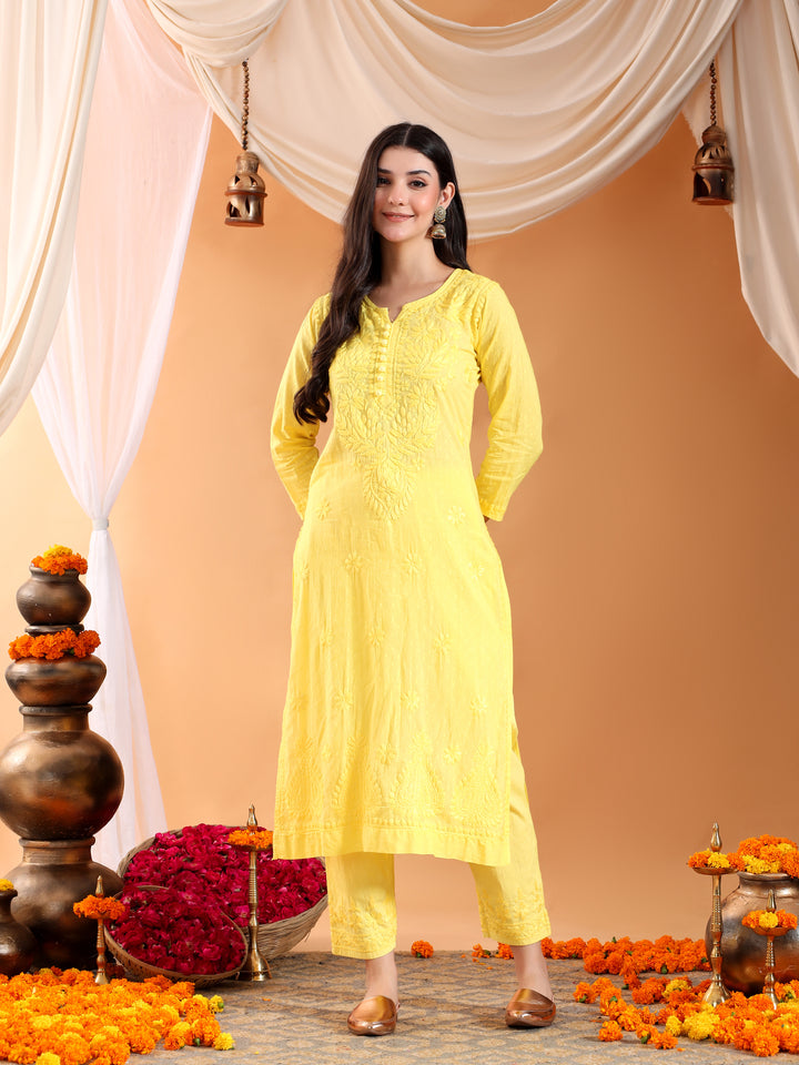 Ananya Chikankari Kurta Pant Cotton Co-ord Set