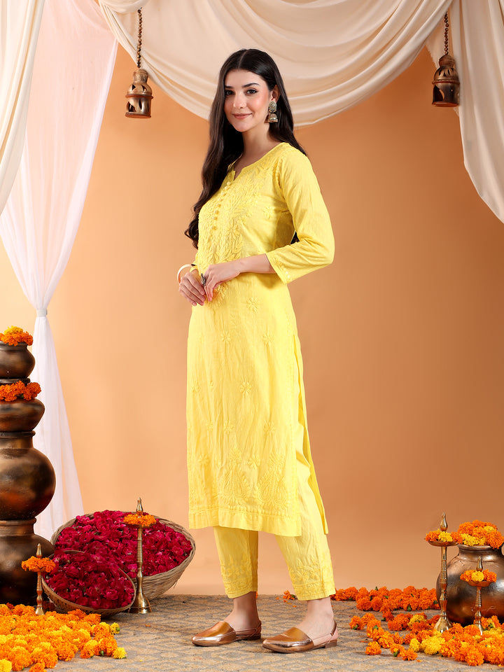 Ananya Chikankari Kurta Pant Cotton Co-ord Set