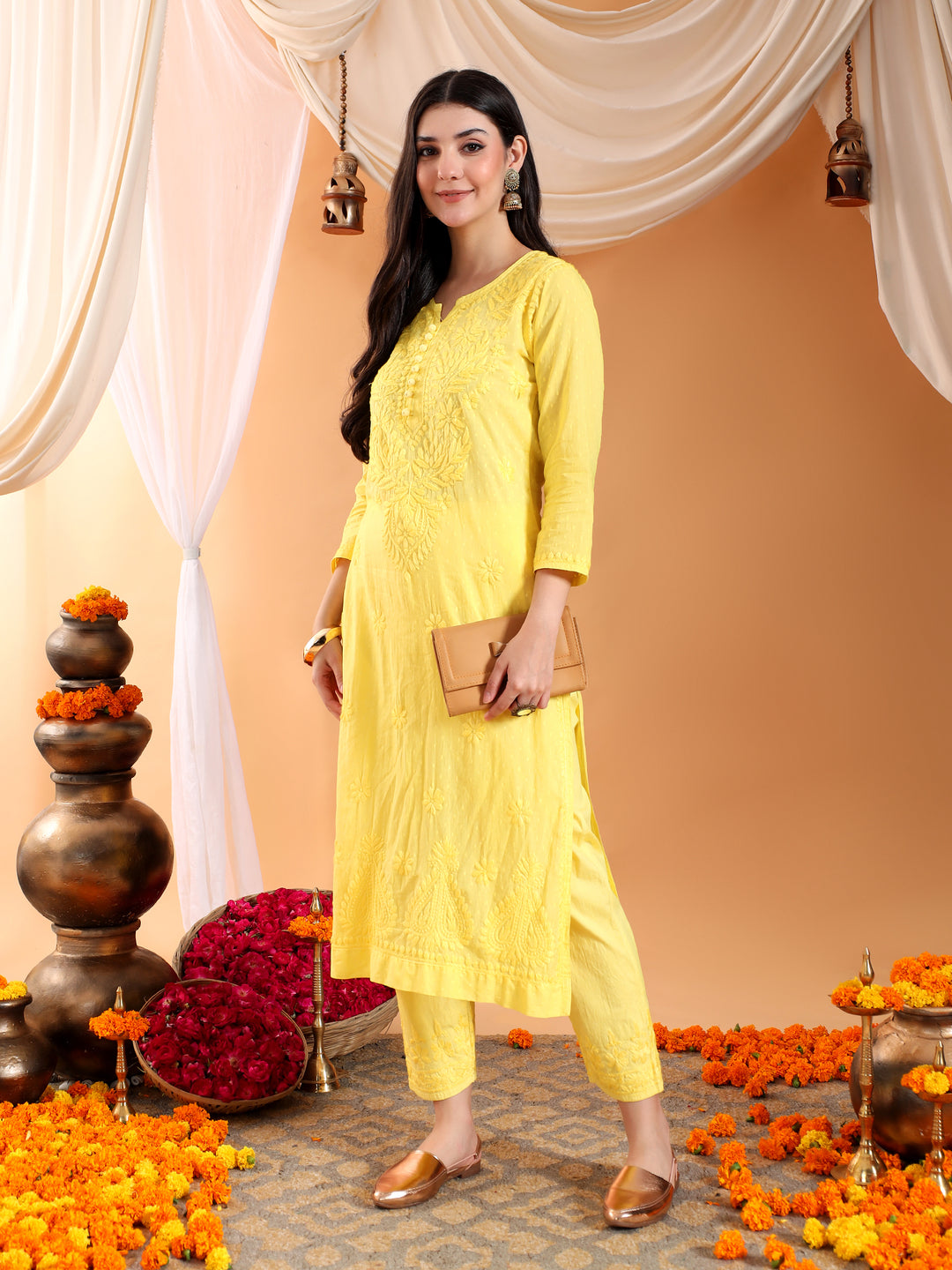 Ananya Chikankari Kurta Pant Cotton Co-ord Set