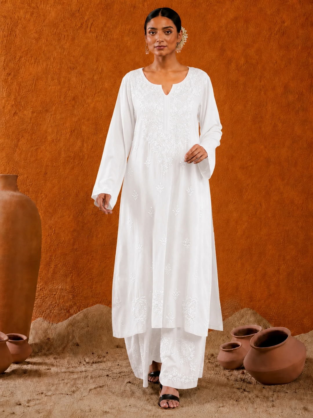 Avika Rayon Chikankari Mukaish Co-ord Set