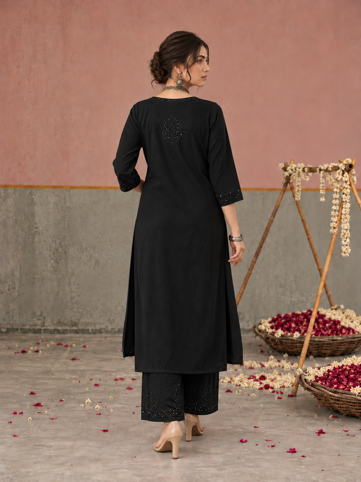 Avika Rayon Chikankari Mukaish Co-ord Set