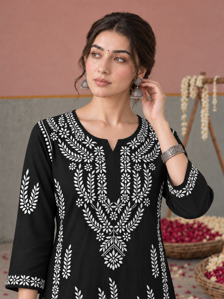 Vamika Chikankari Rayon Straight Kurta