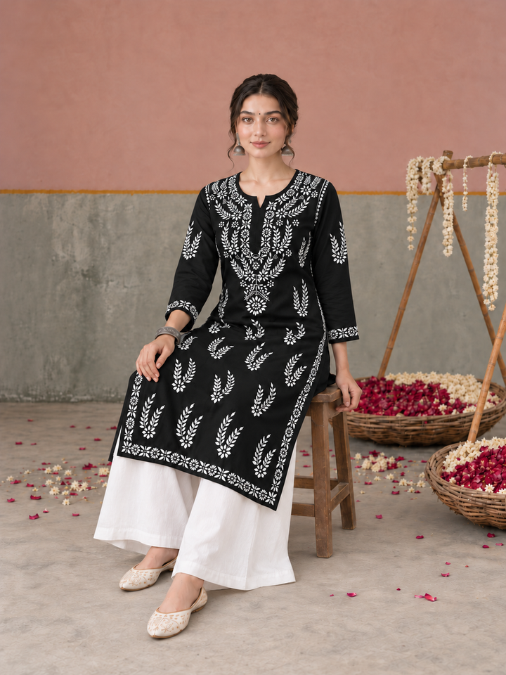 Vamika Chikankari Rayon Straight Kurta