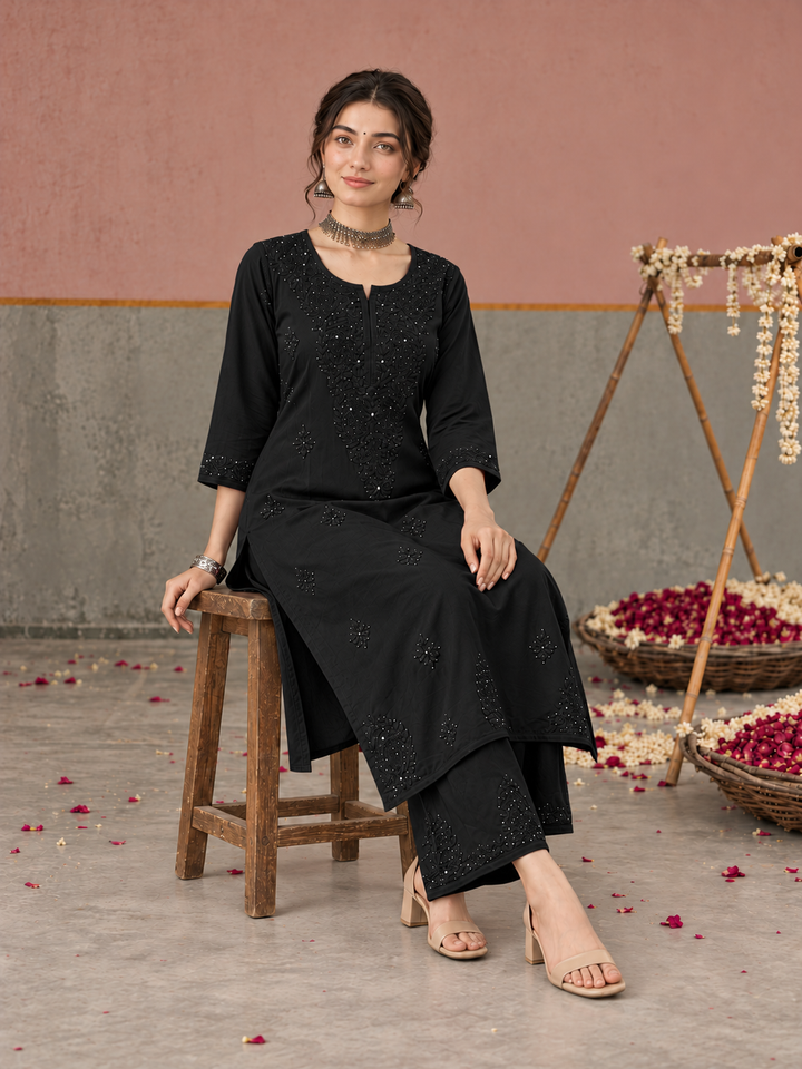 Avika Rayon Chikankari Mukaish Co-ord Set