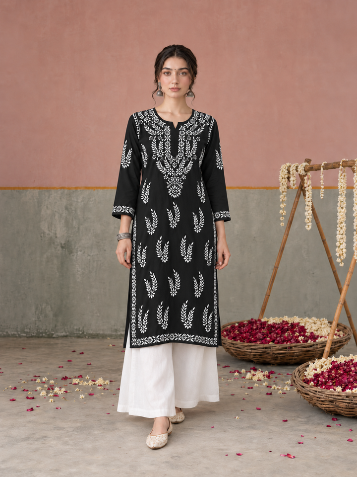 Vamika Chikankari Rayon Straight Kurta