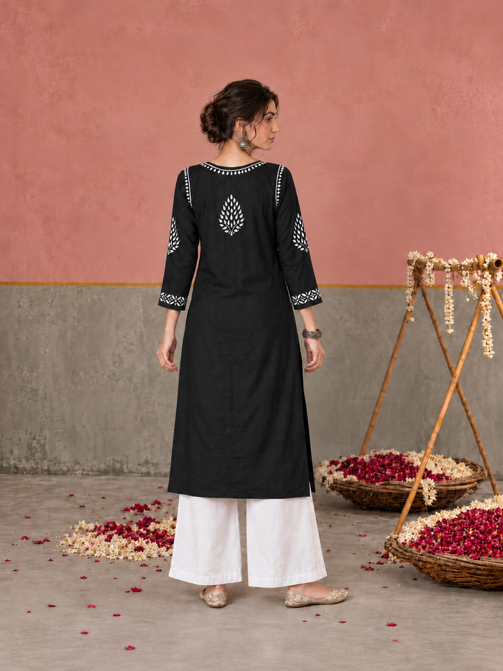 Nazm Chikankari Rayon Straight Kurta