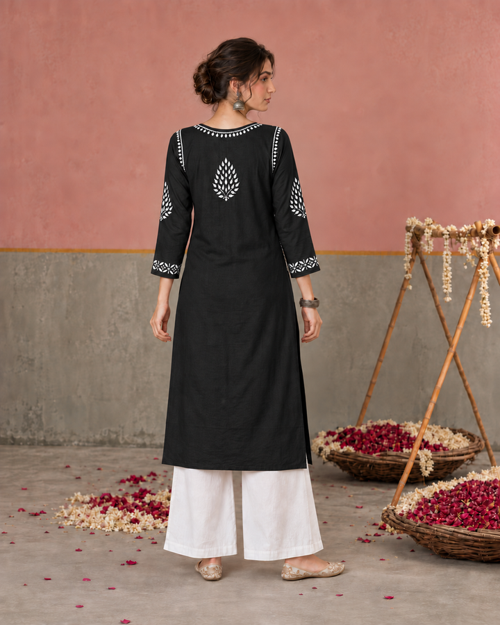Nazm Chikankari Rayon Straight Kurta