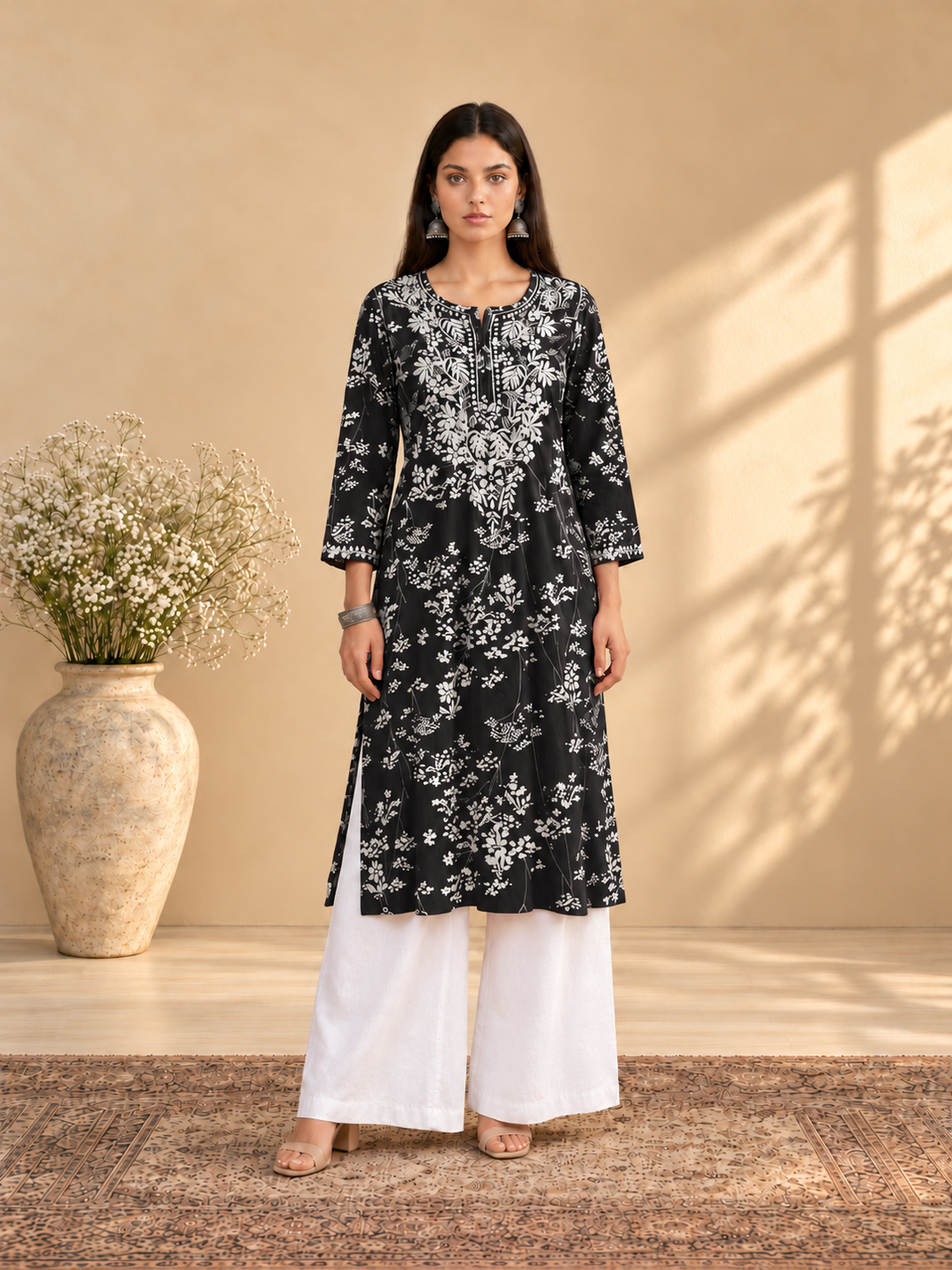Zainab Chikankari Mulmul Straight Kurta