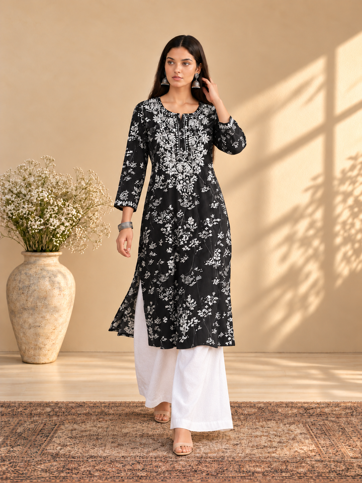 Zainab Chikankari Mulmul Straight Kurta