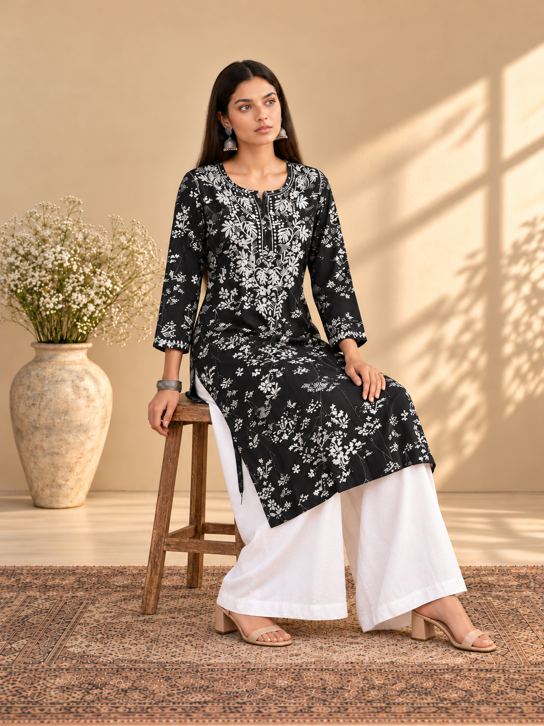 Zainab Chikankari Mulmul Straight Kurta