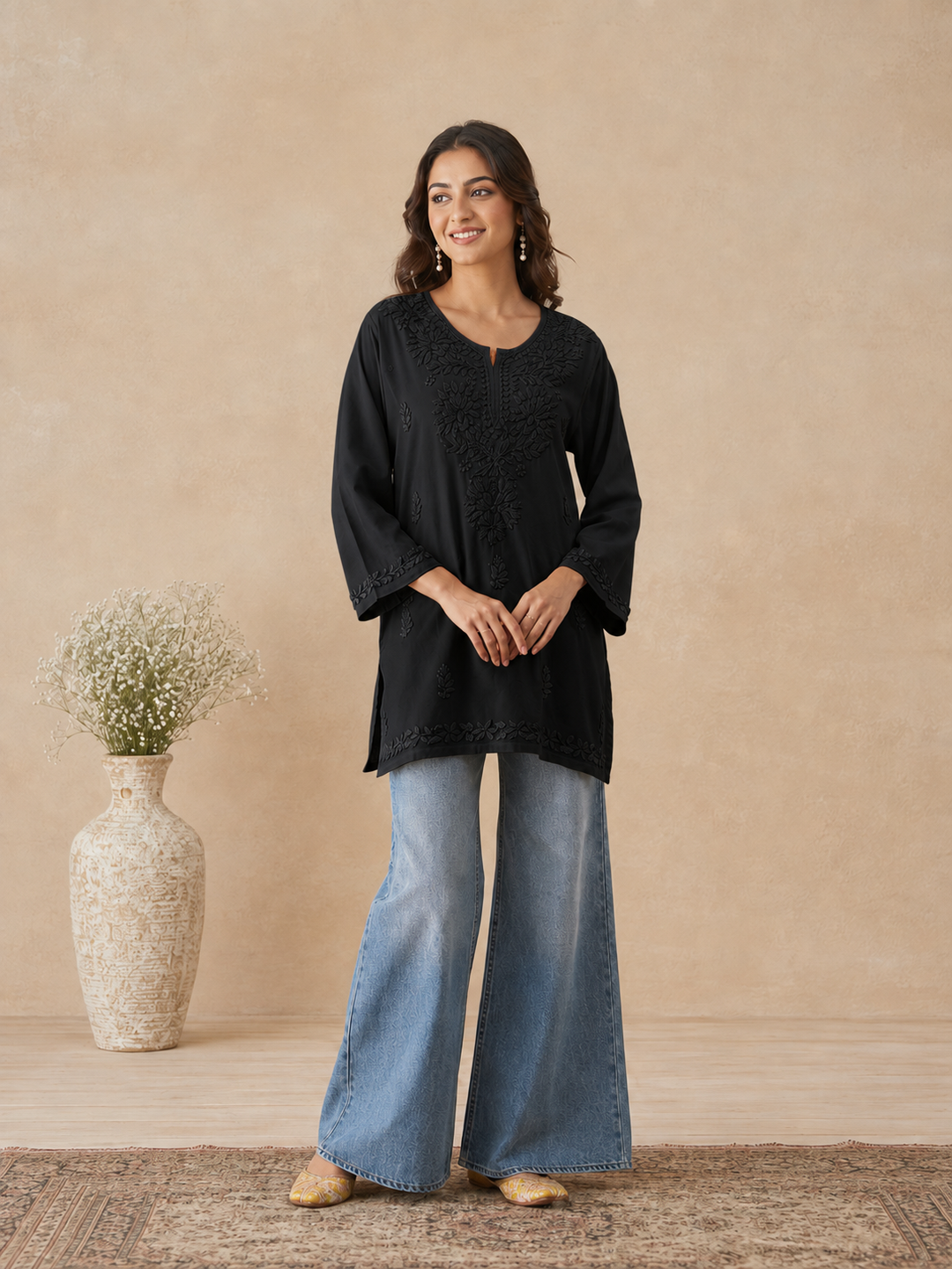 Ishara Modal Chikankari Ombre Short Kurti
