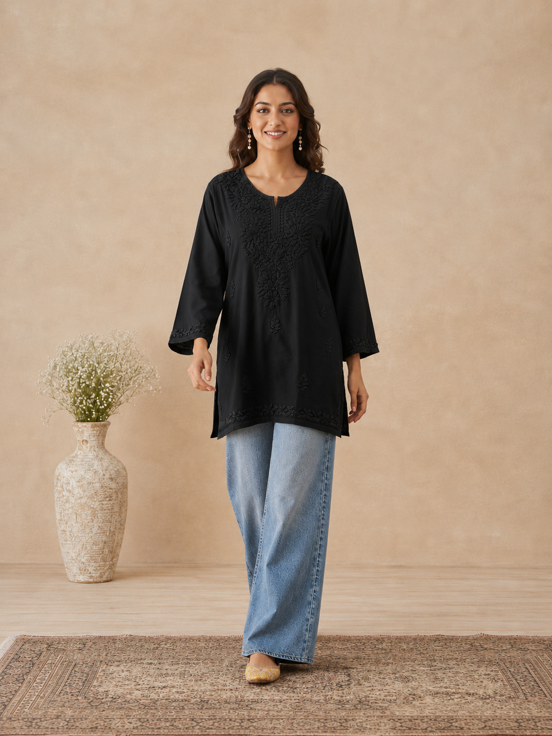 Ishara Modal Chikankari Ombre Short Kurti