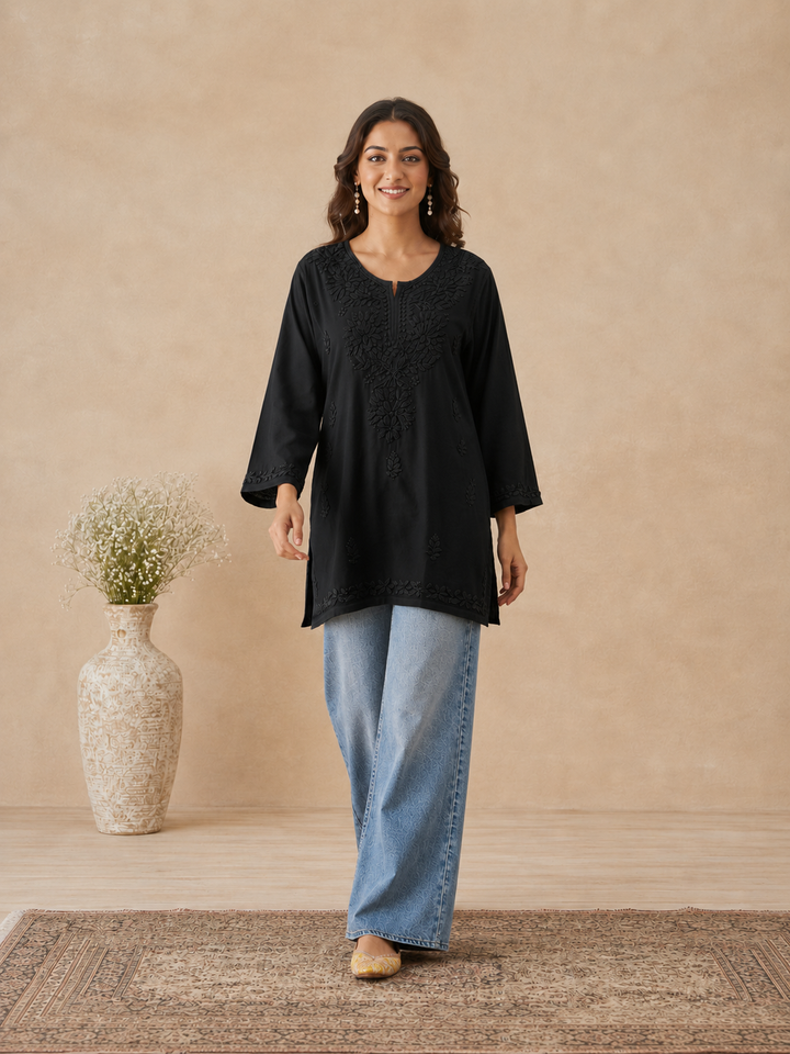 Ishara Modal Chikankari Ombre Short Kurti
