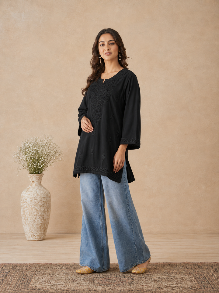 Ishara Modal Chikankari Ombre Short Kurti
