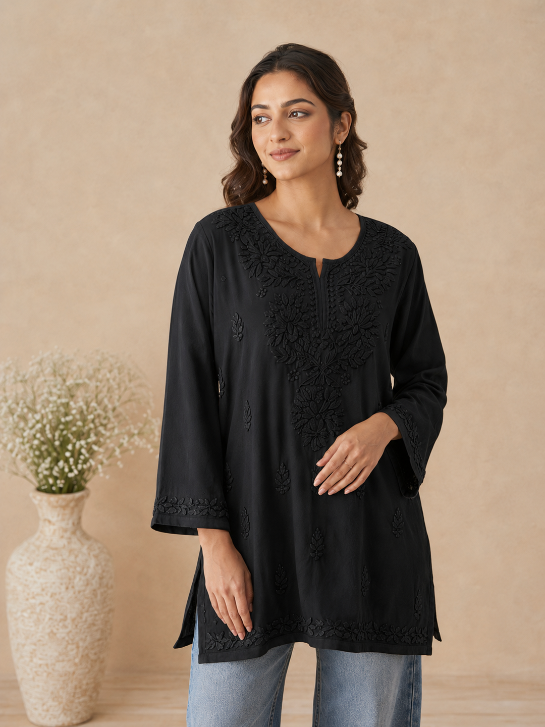 Ishara Modal Chikankari Ombre Short Kurti
