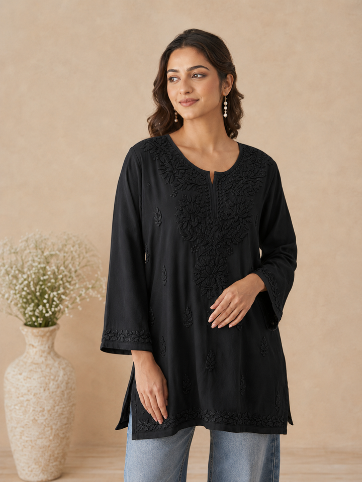 Ishara Modal Chikankari Ombre Short Kurti