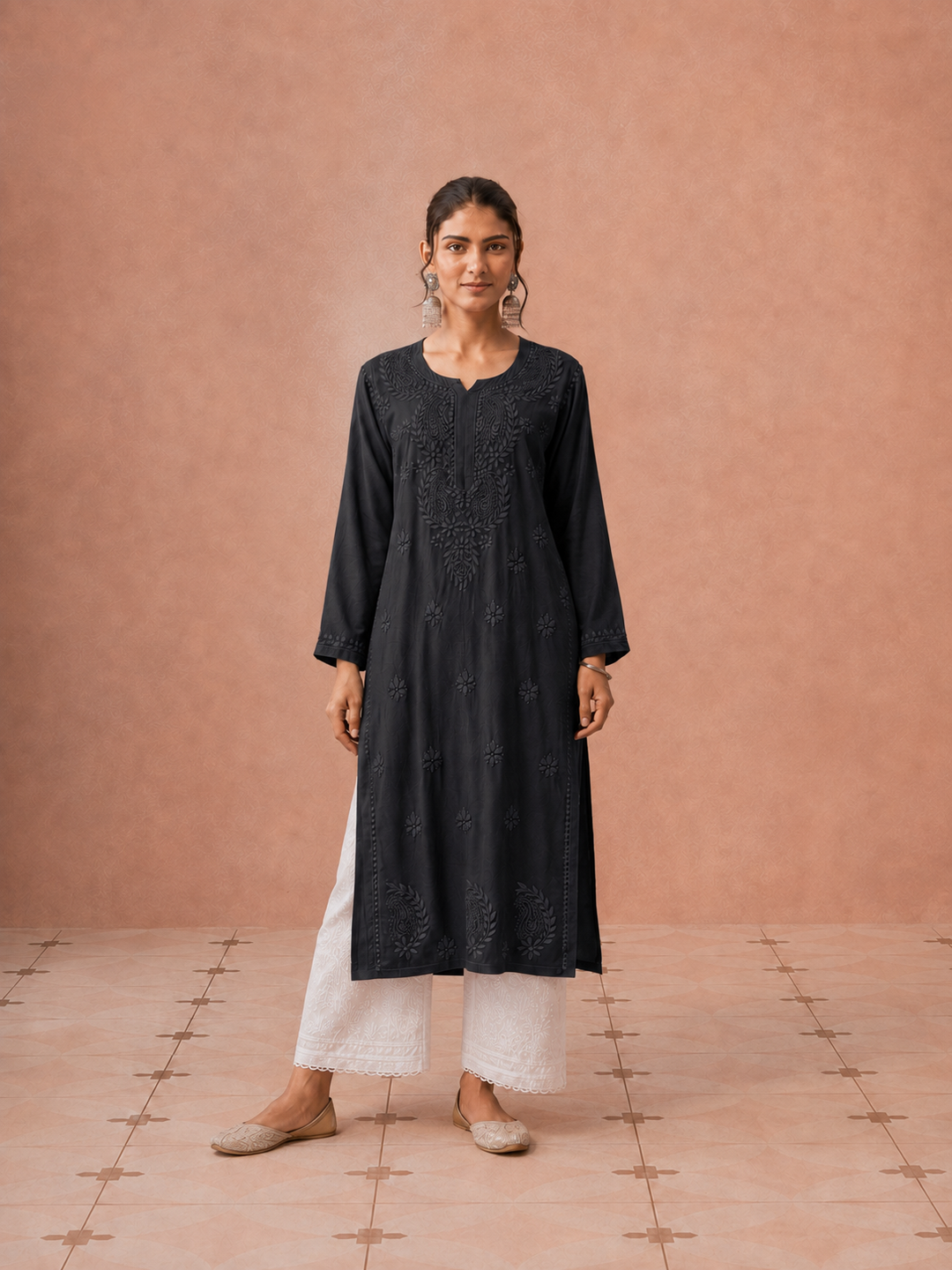 Moksha Rayon Chikankari Straight Kurta